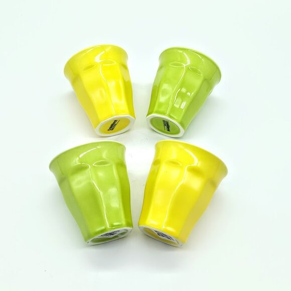Crate & Barrel Green Yellow 3 Oz. Ceramic Espresso Shot Glasses - Picture 2 of 6
